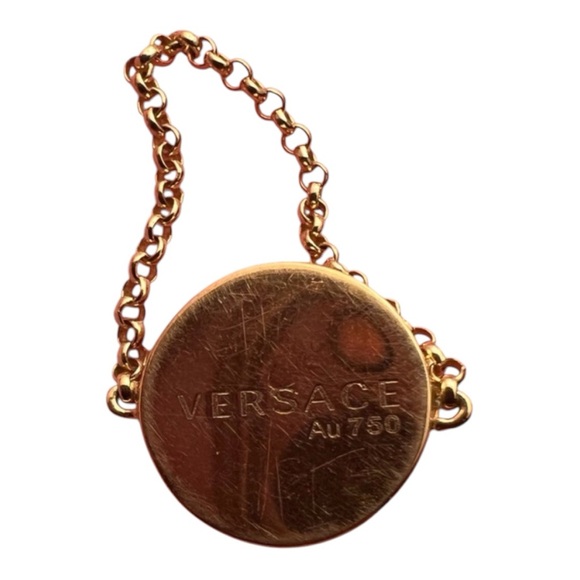 Rare Versace Authentic Medusa Baroque 18K Au750 Gold Onyx Chain Pinky Ring - Picture 3 of 7